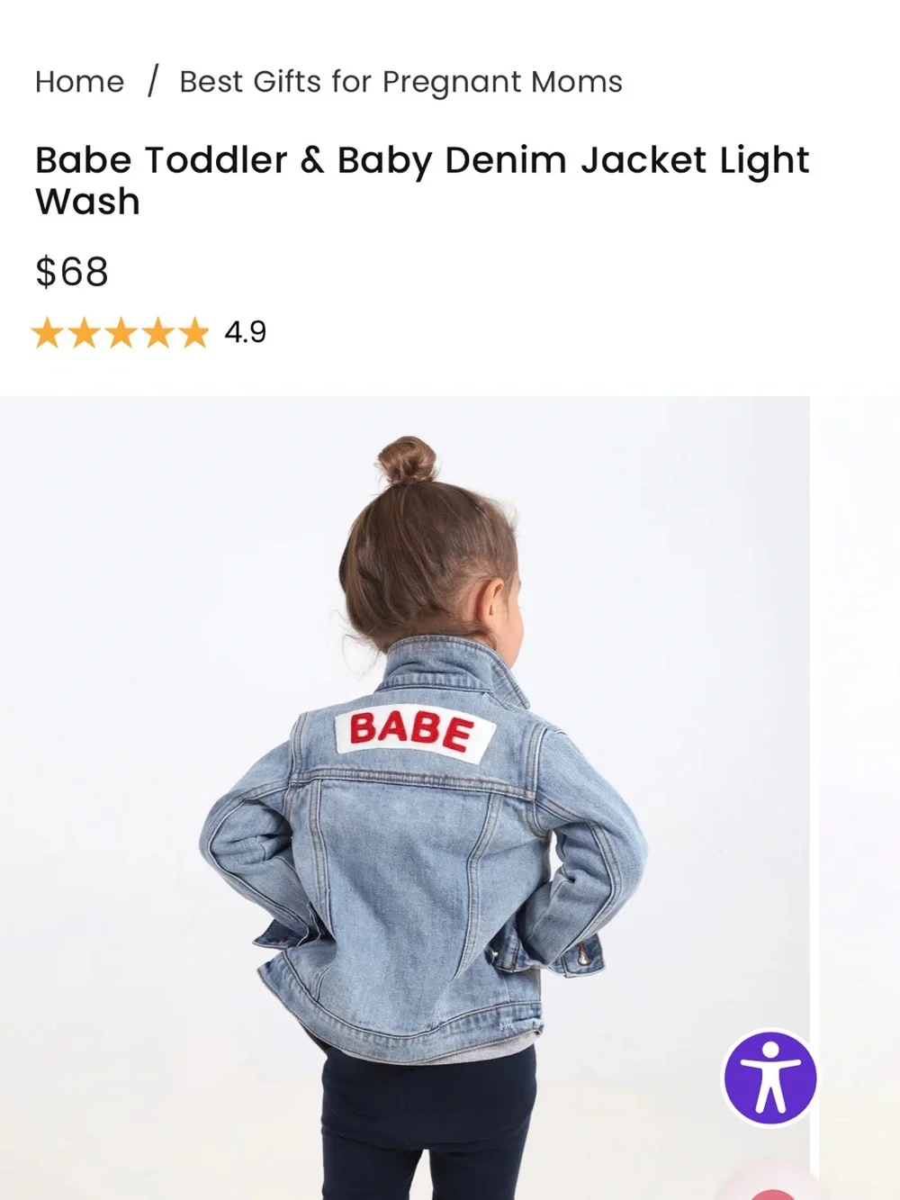 Ingrid & Isabel Light Blue Denim Jacket with Red 'BABE' Patch